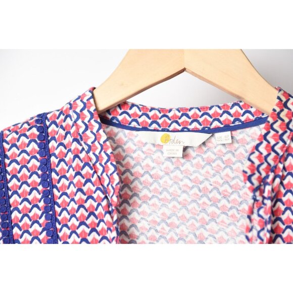 Boden Women Bohemian Geometric Lightweight Peasant Modest Top Size 4P - Picture 4 of 10